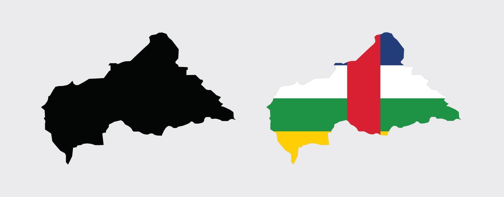 Central African Republic Map. Map of Central African Republic with National Flag. vector