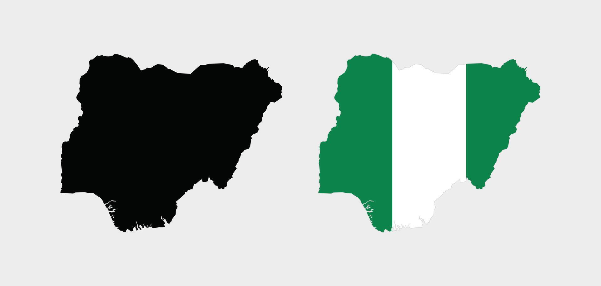 Nigeria Map. Map of Nigeria with national Flag. vector
