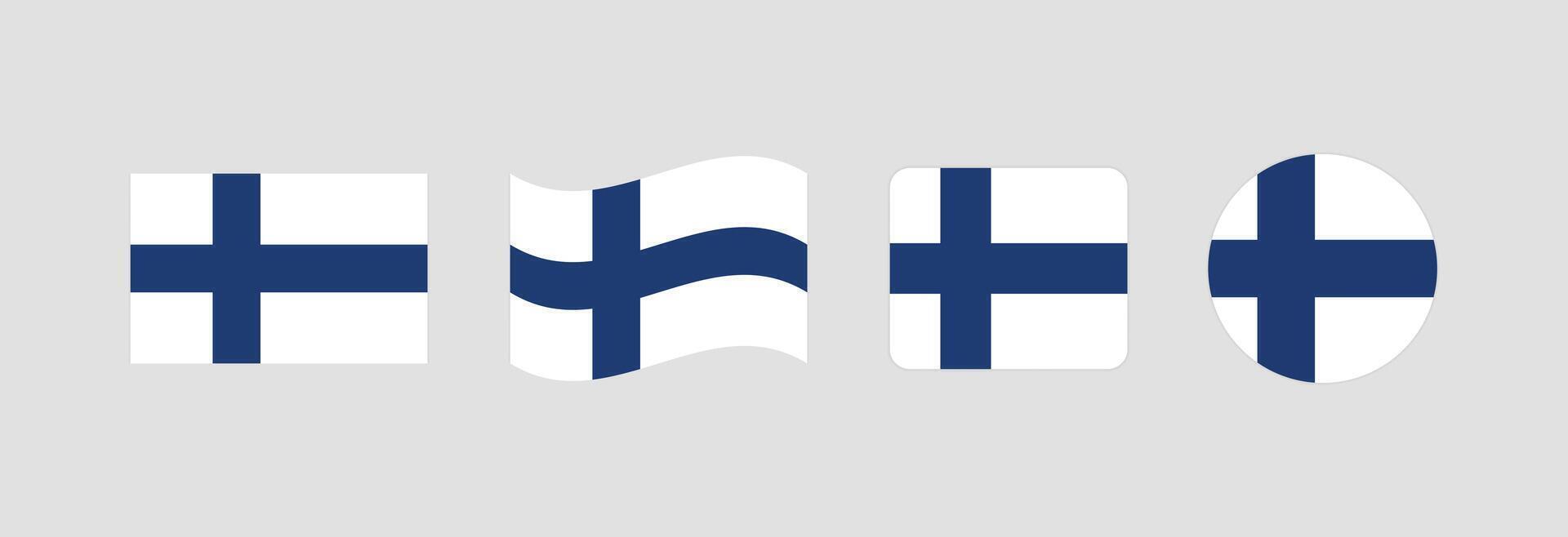 Finland flag. Set of Finland Flags Collection. vector