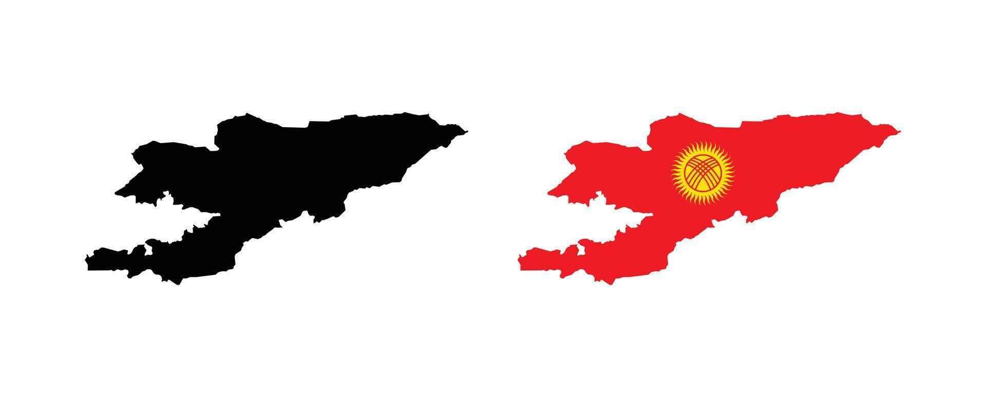 Kyrgyzstan Map. Map of Kyrgyzstan with National Flag. vector