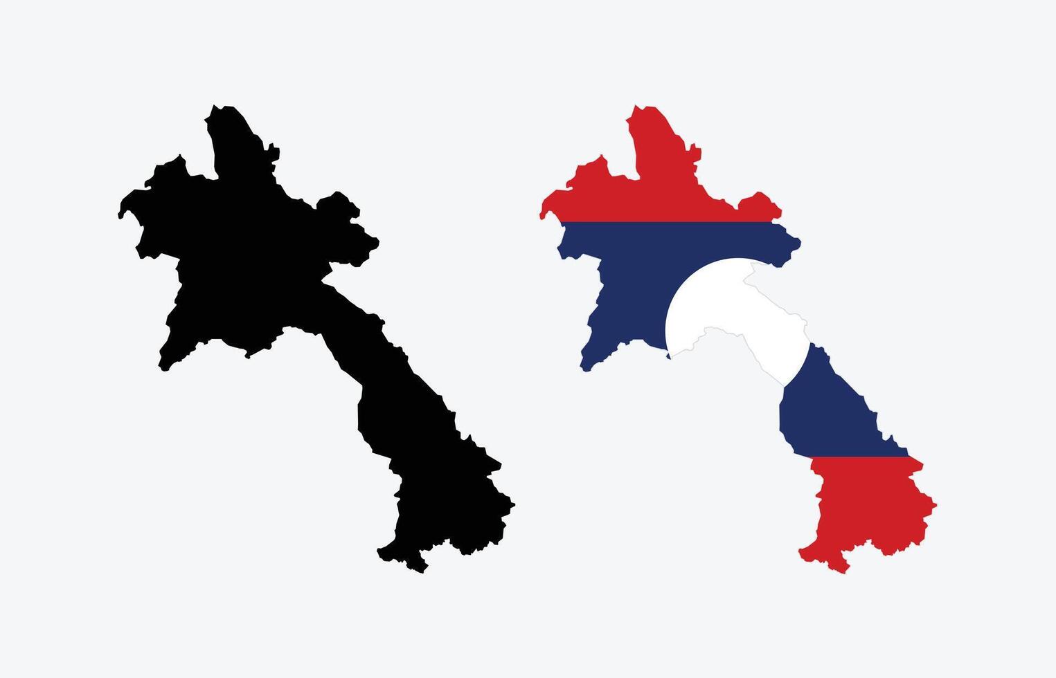 Laos Map. Map of Laos with National Flag. vector