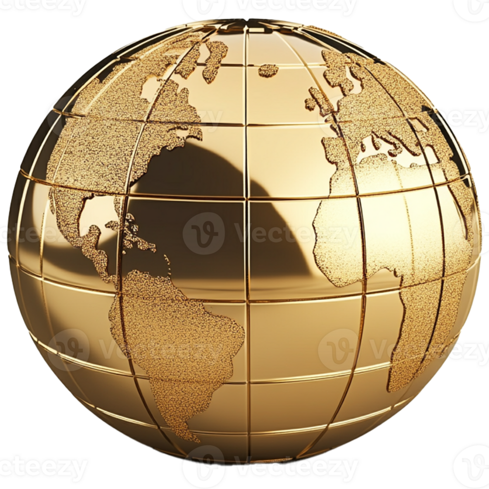 3D Globe Logo on transparent background png