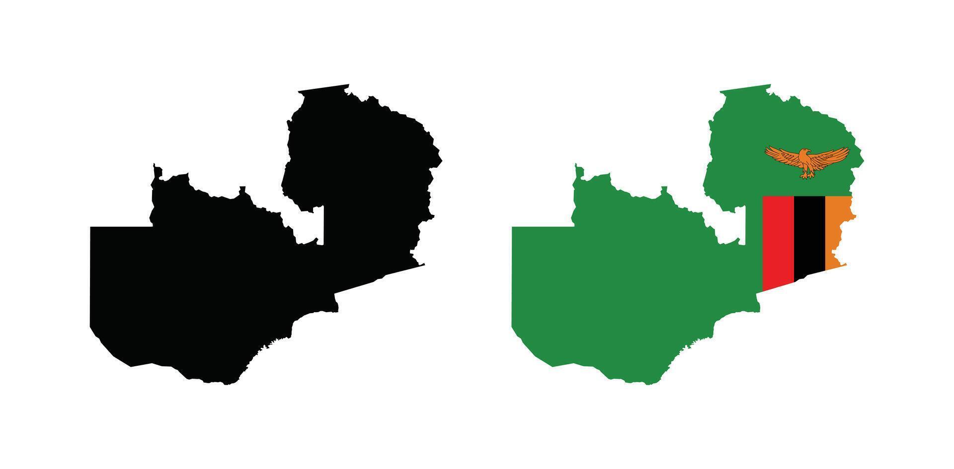 Zambia Map. Map of Zambia with national Flag. vector