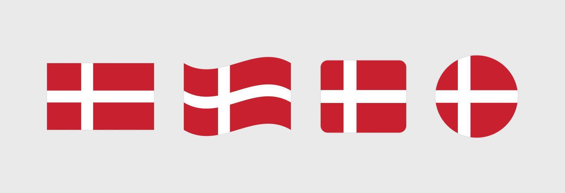 Denmark flag. Set of Denmark Flags Collection. vector