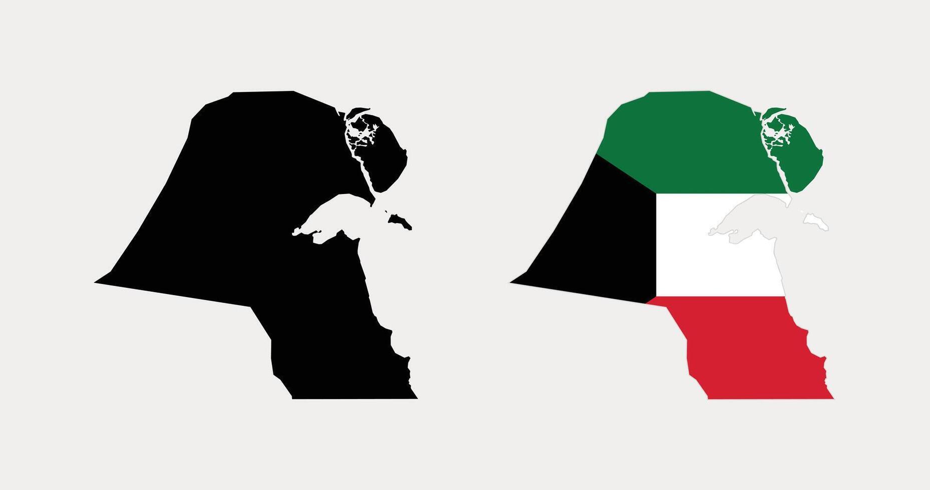 Kuwait Map. Map of Kuwait with National Flag. vector