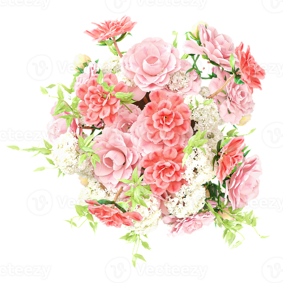 decoractive flower houseplant in pot isolated on transparent Canvas from the top view png