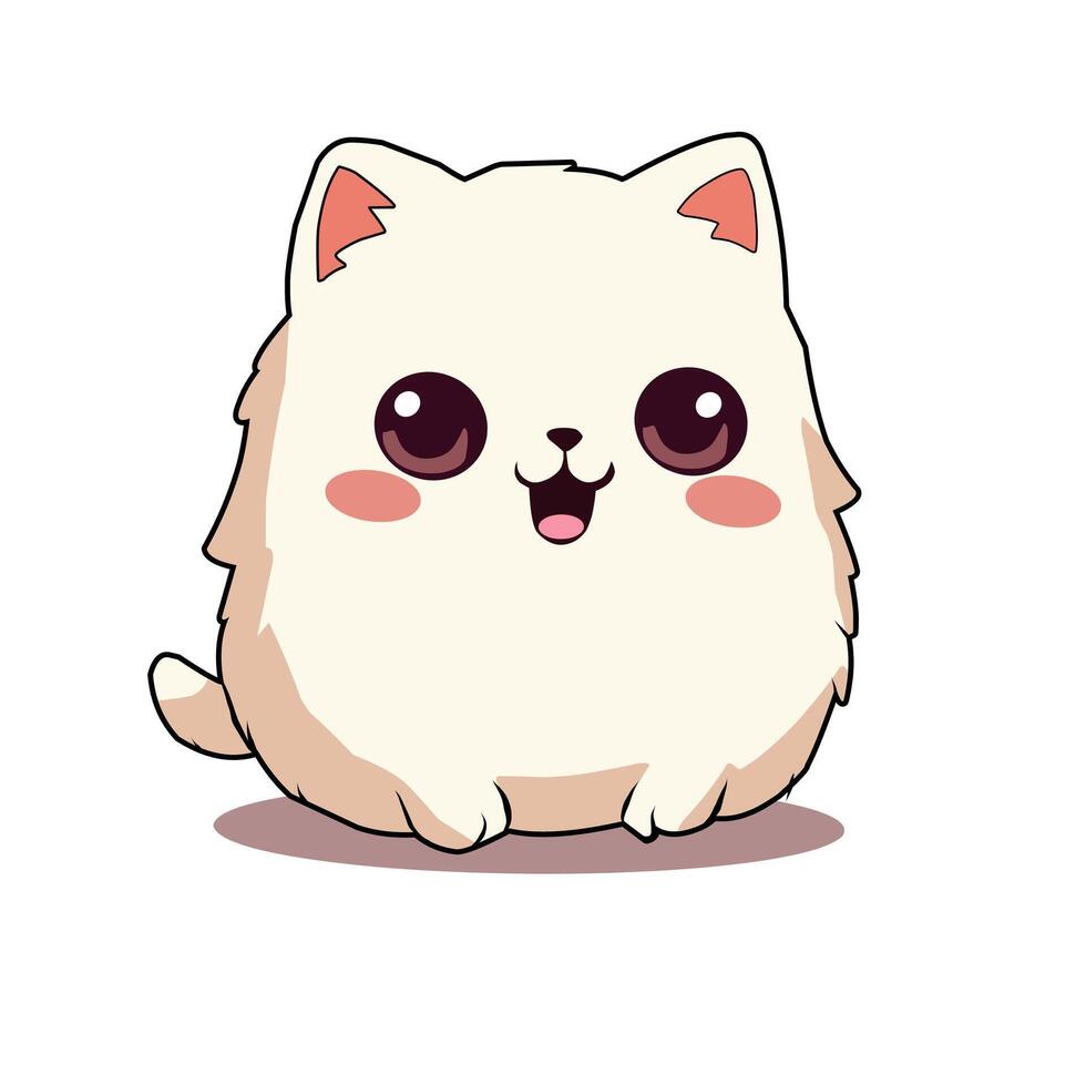 a cute white cat with big eyes vector