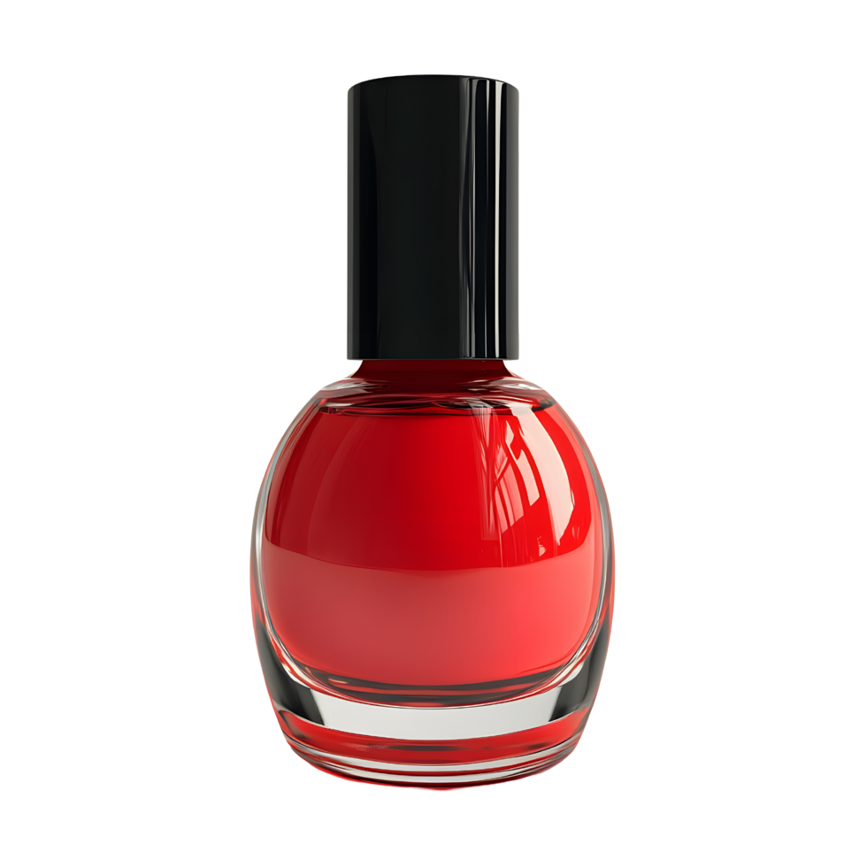 Glossy 3D nail polish bottle beautifully isolated on a clean transparent surface png