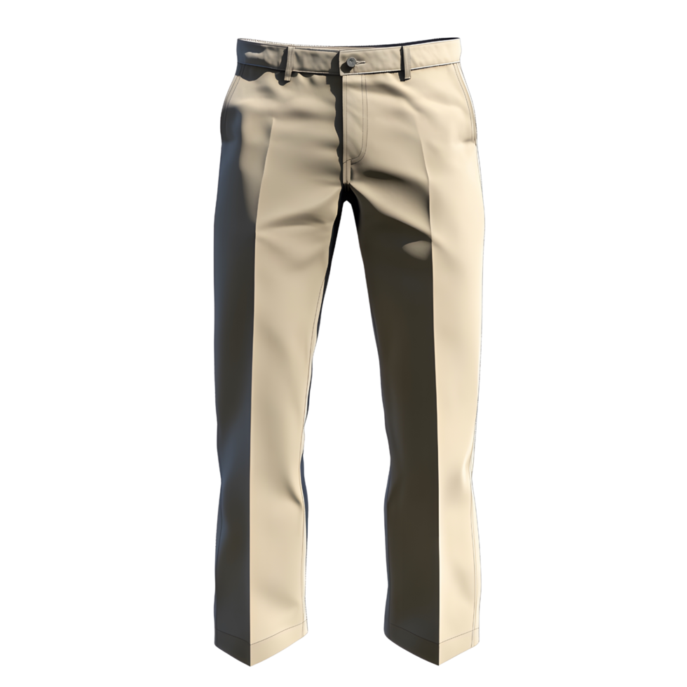 Detailed 3d pants model standing on a clear transparent background png
