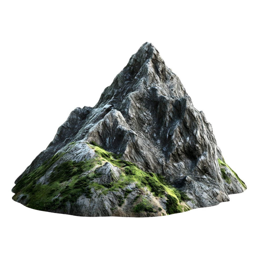 A 3D model of a mountain isolated on a transparent background png