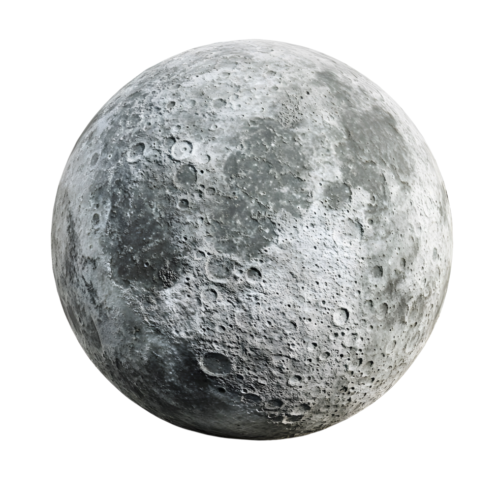 Isolated 3d moon model with intricate details on a clear backdrop png