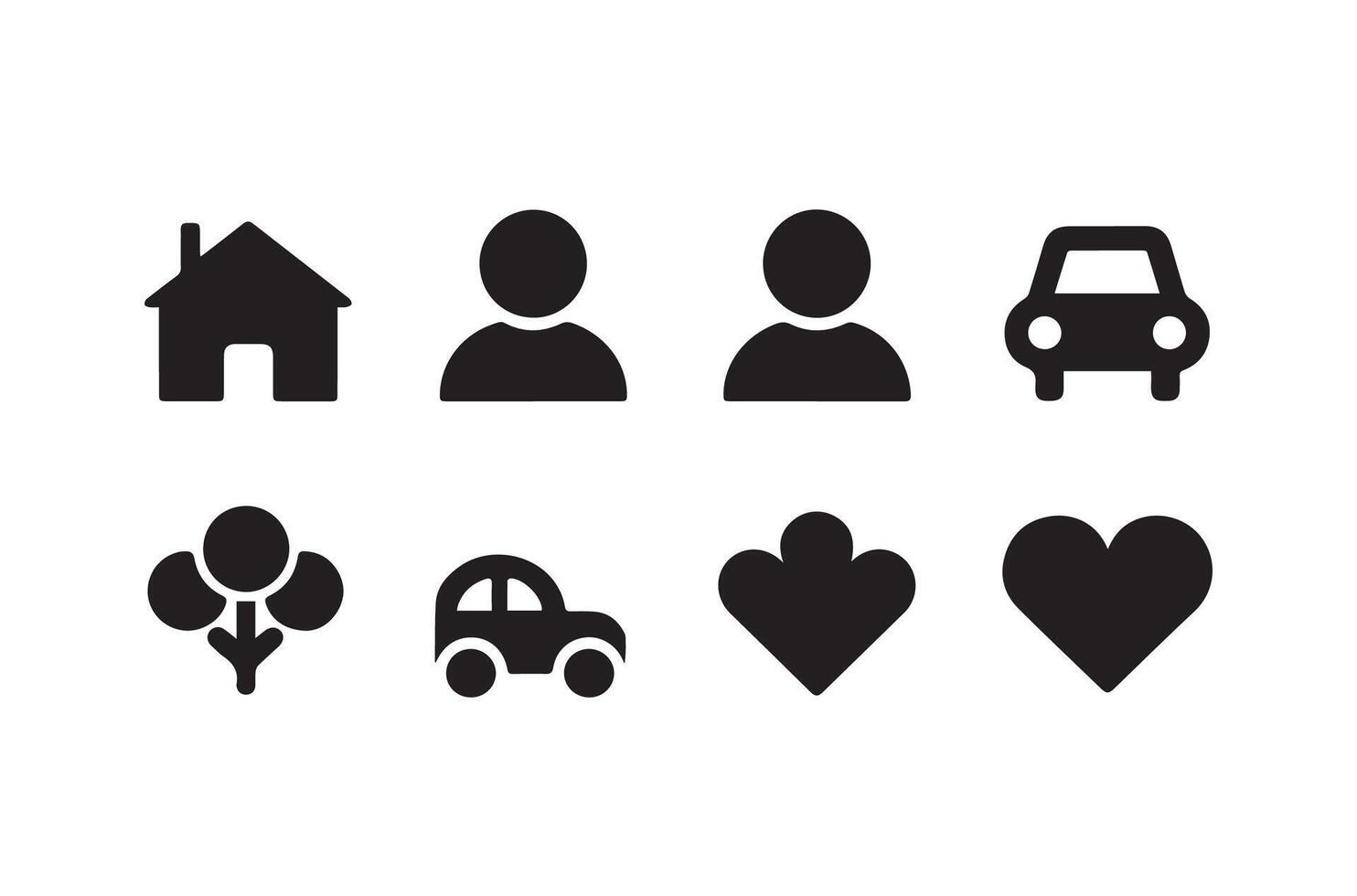 Filled icon set silhouette vector