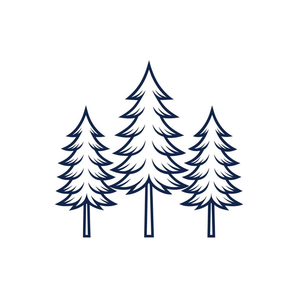 Pine trees icon, line style, illustration vector