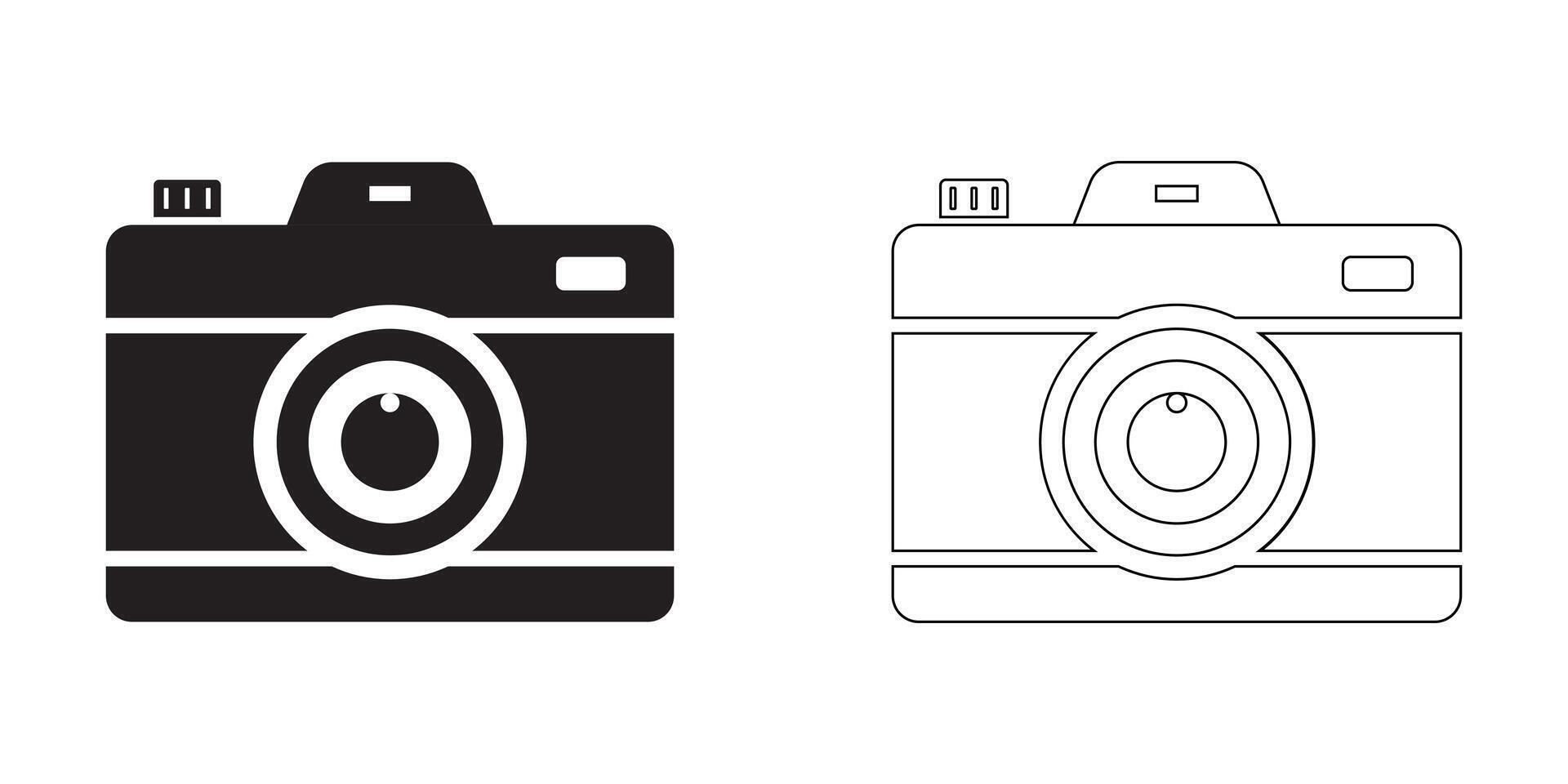 Flat Camera With Line Art Illustration vector