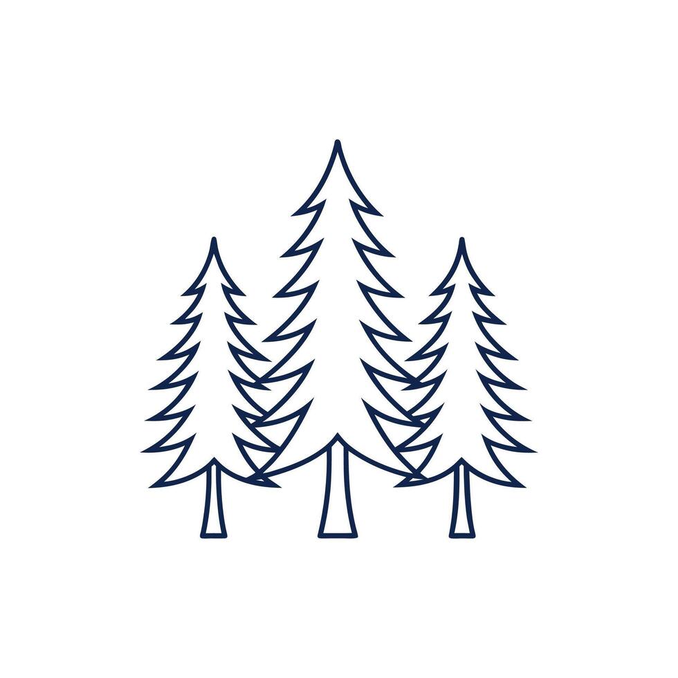 Pine trees line icon, illustration, isolated on white background vector