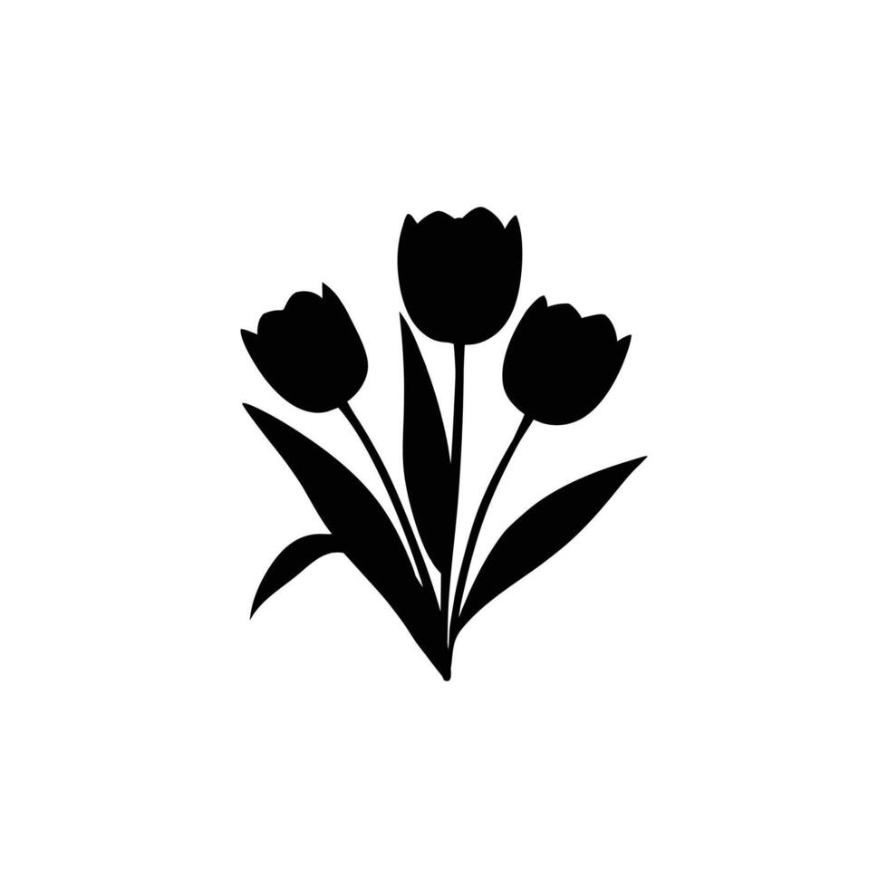 Black Tulip Silhouette Art Illustration vector
