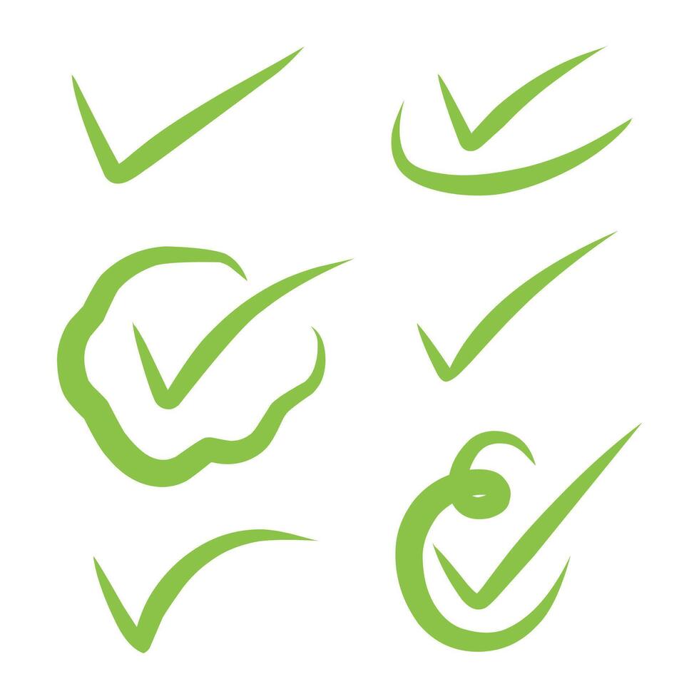 Green check mark icon set isolated on white background. vector