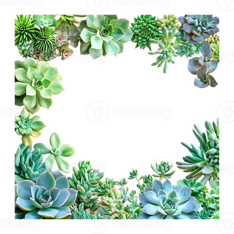 Modern succulent border design on a on a transparent background png
