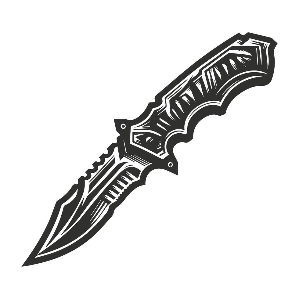 Military Knife Outline Template vector