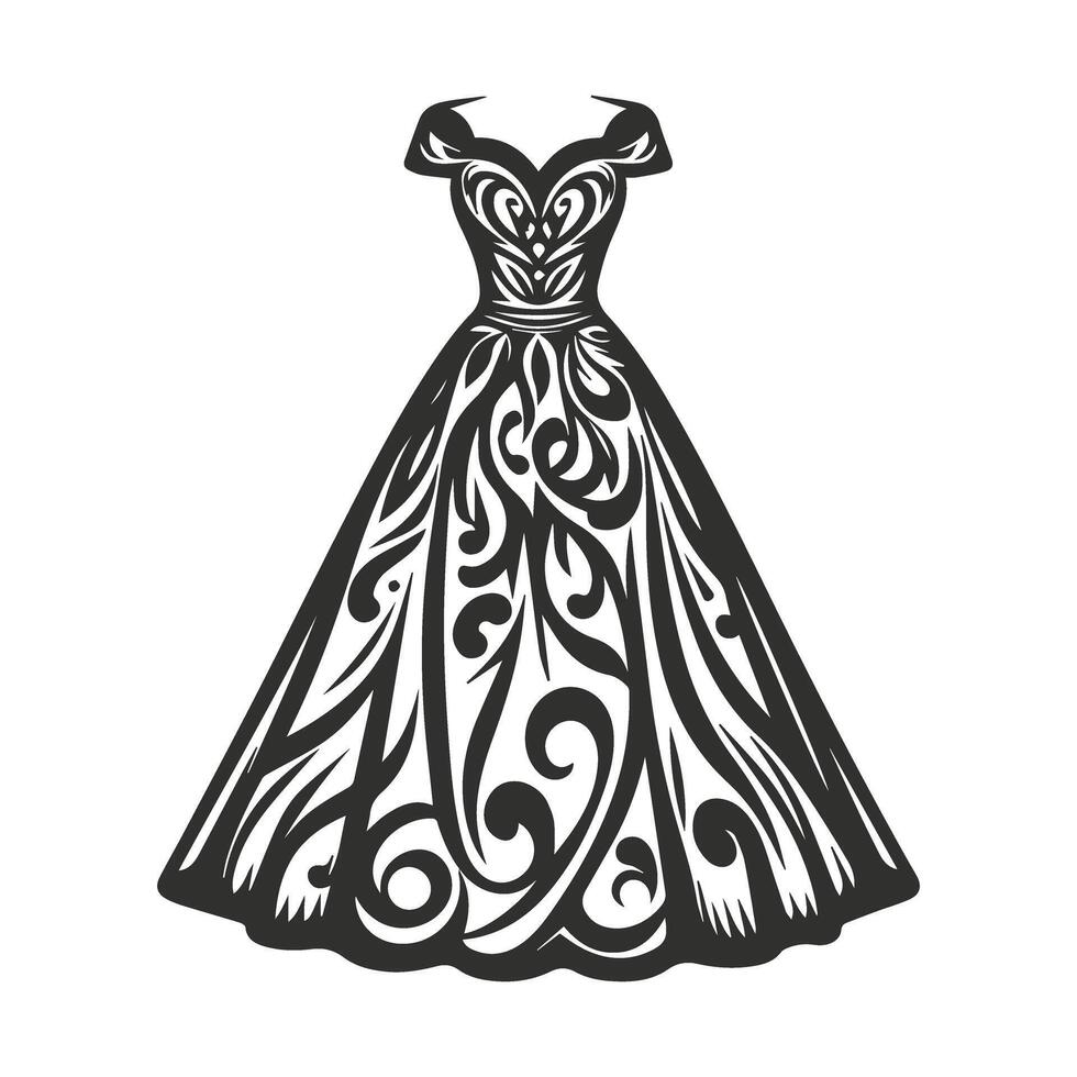 Vintage Bridal Attire with Complementary Accessories vector