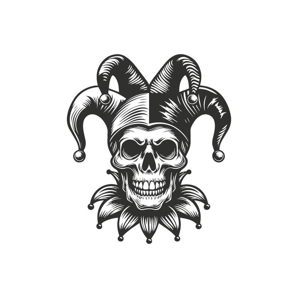Skull Dressed in Jester Hat vector