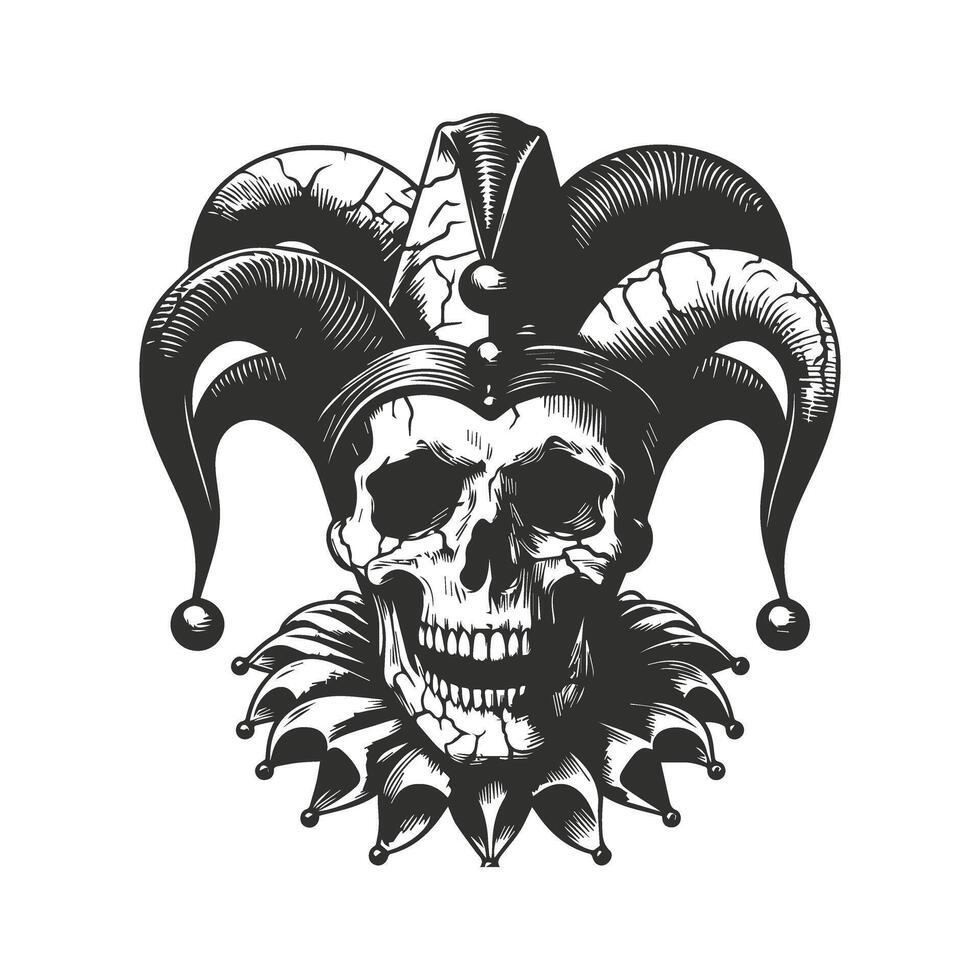 Dark Skull with Jester Hat Design vector