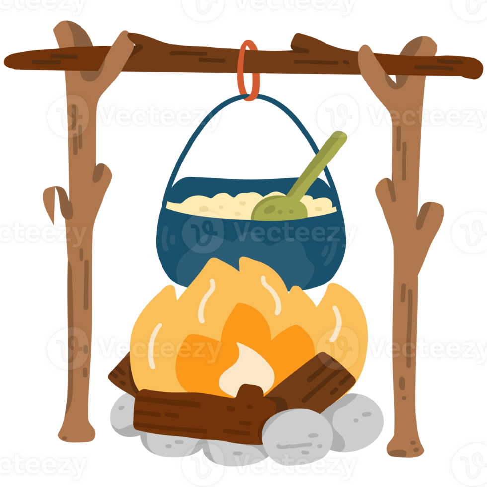 Campfire cooking illustration png