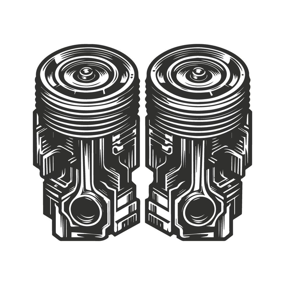 Vintage Piston Design for Motorcycles vector