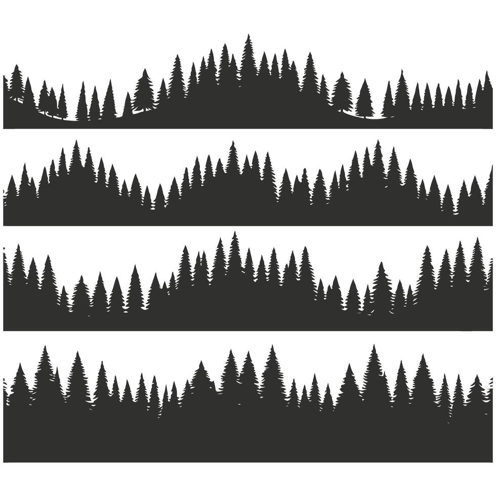 Stylized Pine Tree Silhouettes Set vector