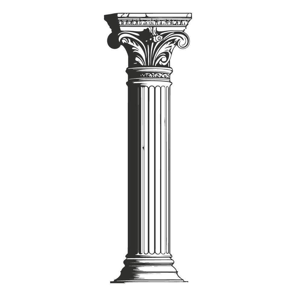 An illustration of a column with a decorative design vector