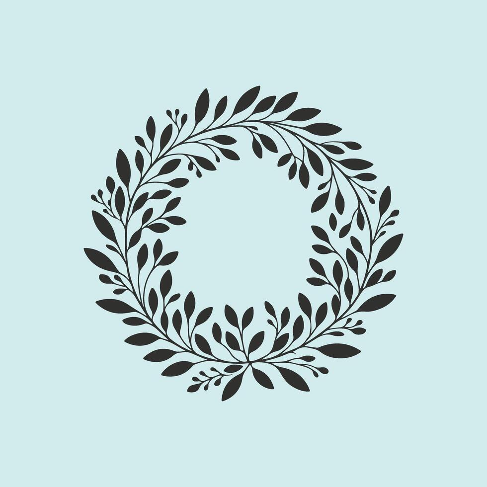 A black and white illustration of a wreath vector