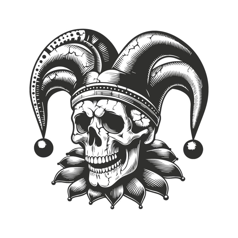 Skull in a Traditional Jester Hat vector
