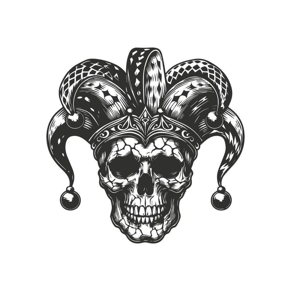 Skull in jester hat. vector