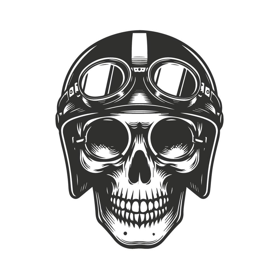 Skull in Classic Pilot Helmet vector