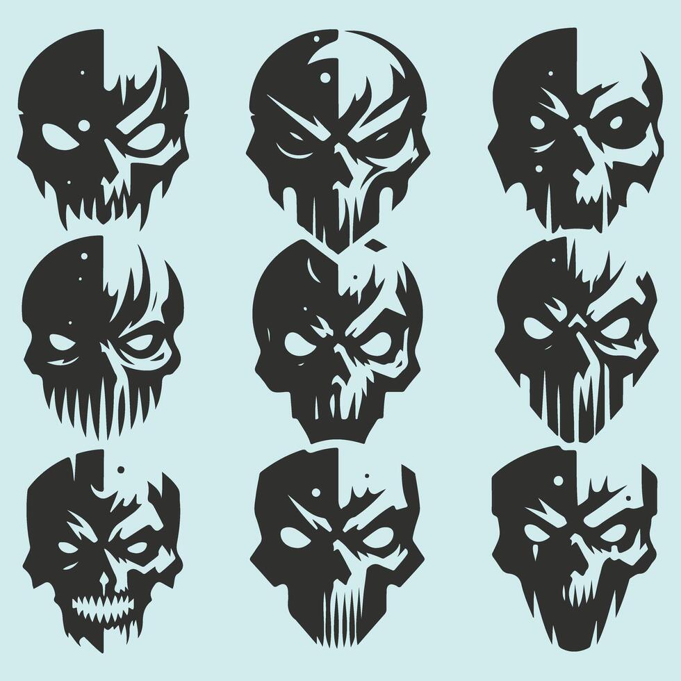 Skulls Displayed in Multiple Positions vector