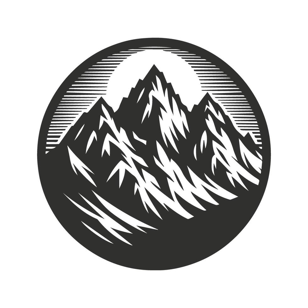 Retro Mountain Design in Monochrome vector