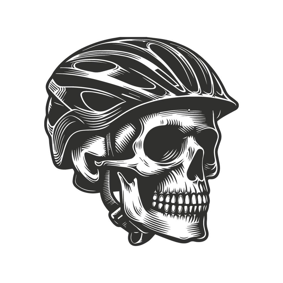 Skull with Bike Helmet Graphic vector