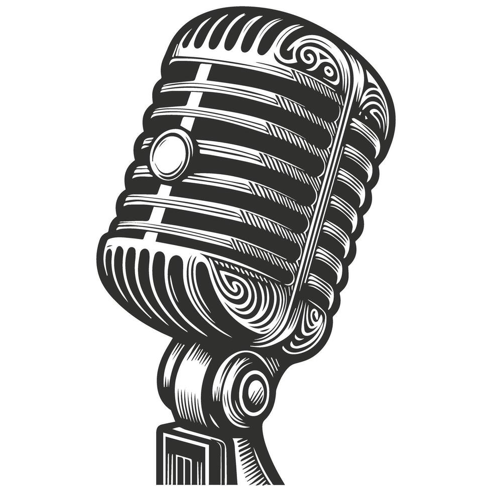 Classic Music Microphone in Retro Style vector