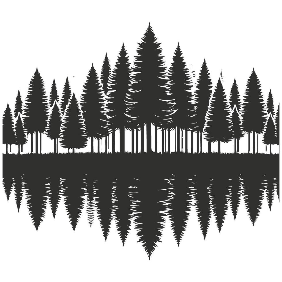 Pine Tree Silhouette Art Compilation vector