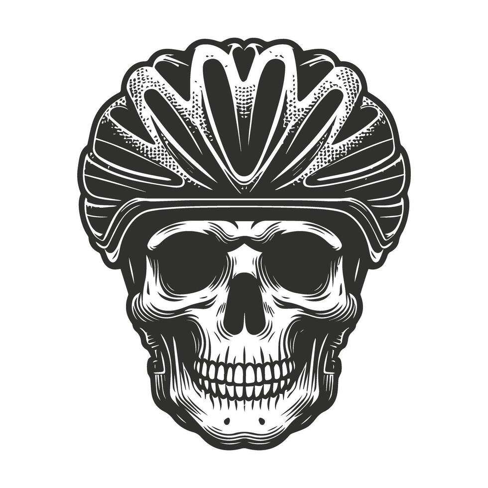 Cycling Skull with Helmet Design vector