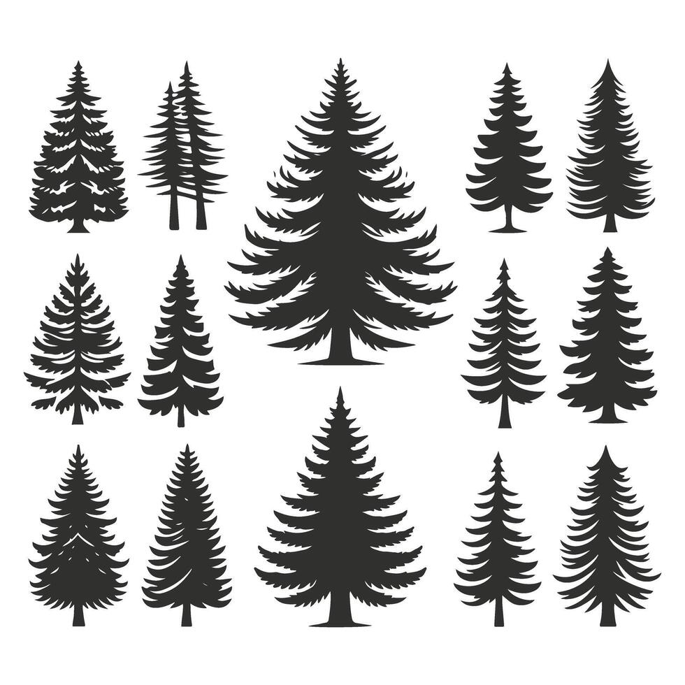 Forest Pine Tree Silhouette Collection vector