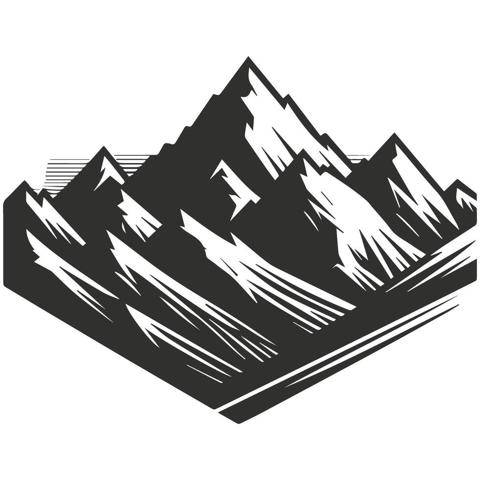 Mountain Illustration in Vintage Monochrome vector