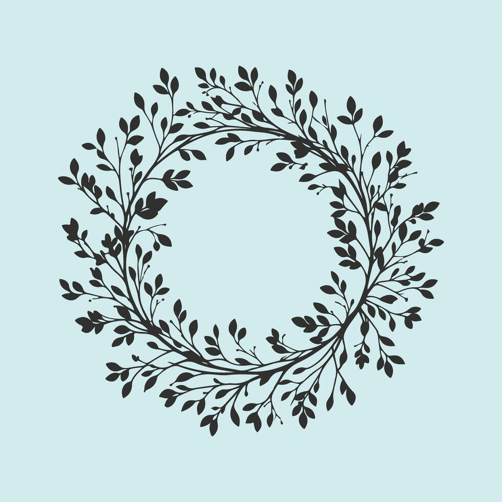 A black and white illustration of a wreath vector