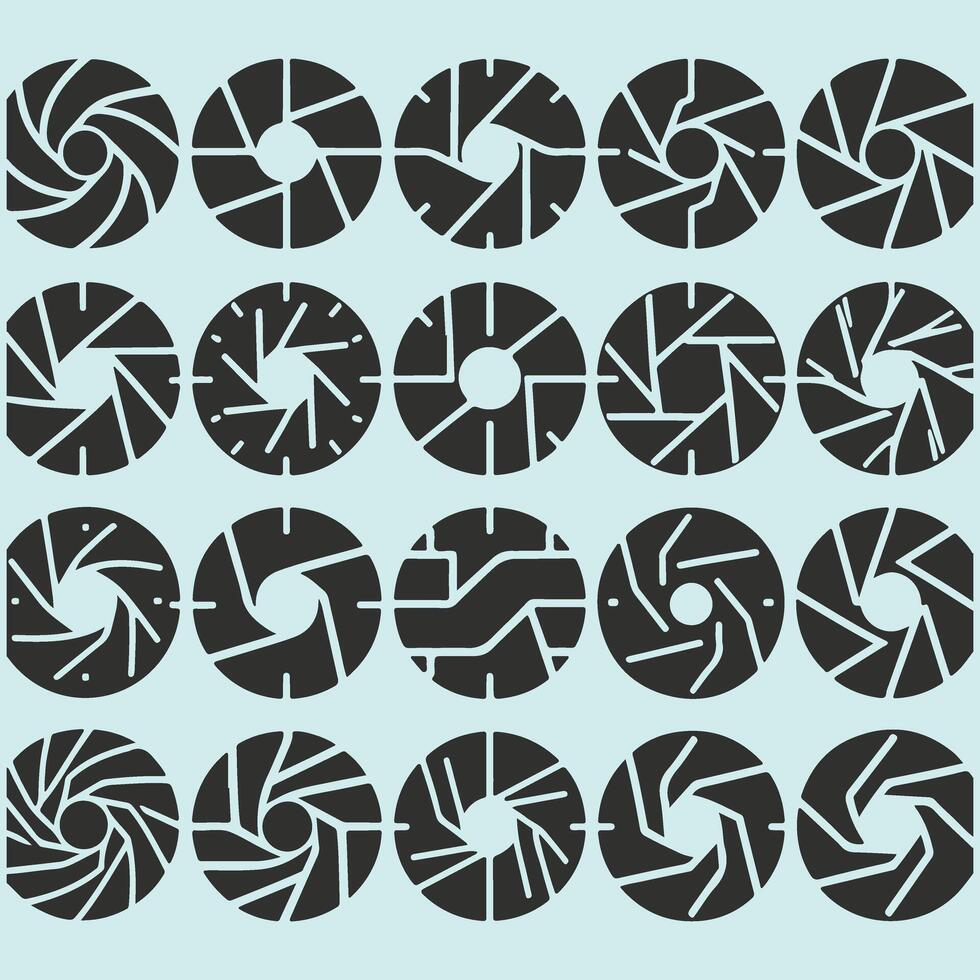 A set of circular shapes with black and white lines vector