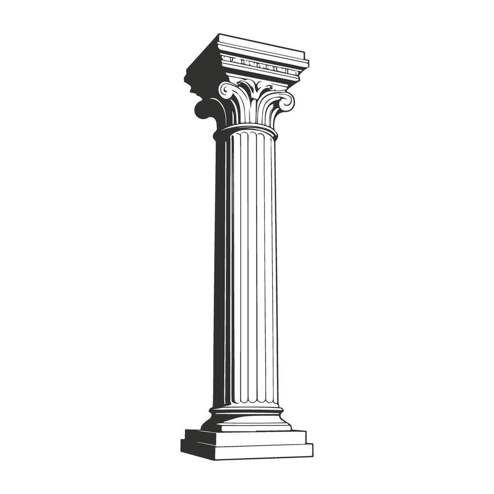 A drawing of a column with a base vector