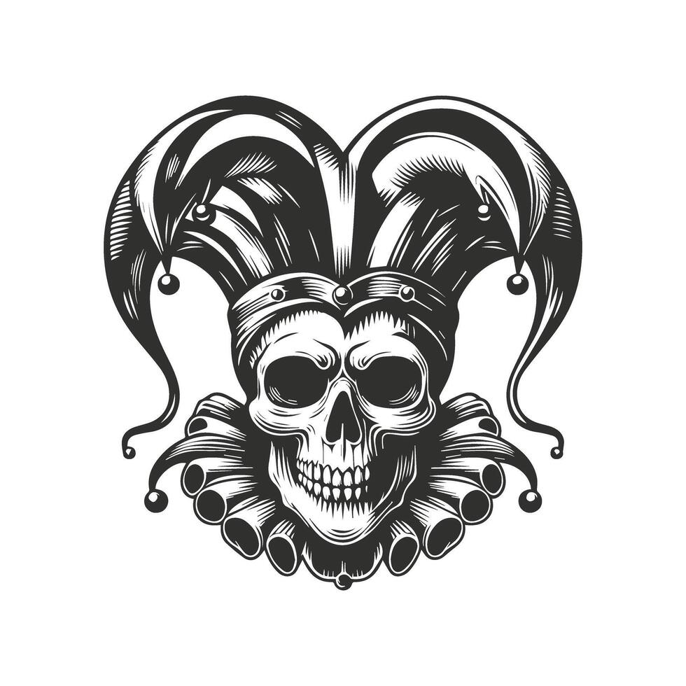 Grinning Skull in a Jester Hat vector
