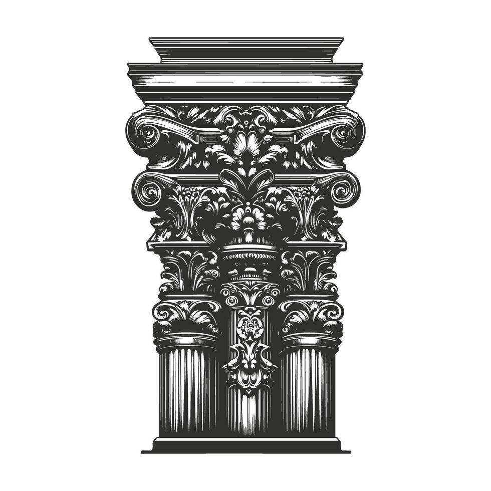 An ornate column with a decorative design vector