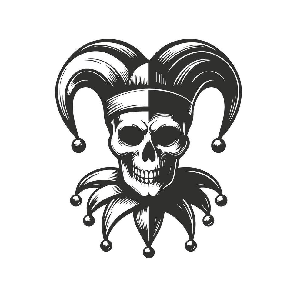Sinister Skull in Jester Hat vector