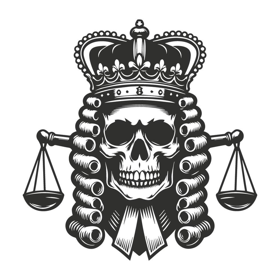 Judge Wig on Skull Artwork vector