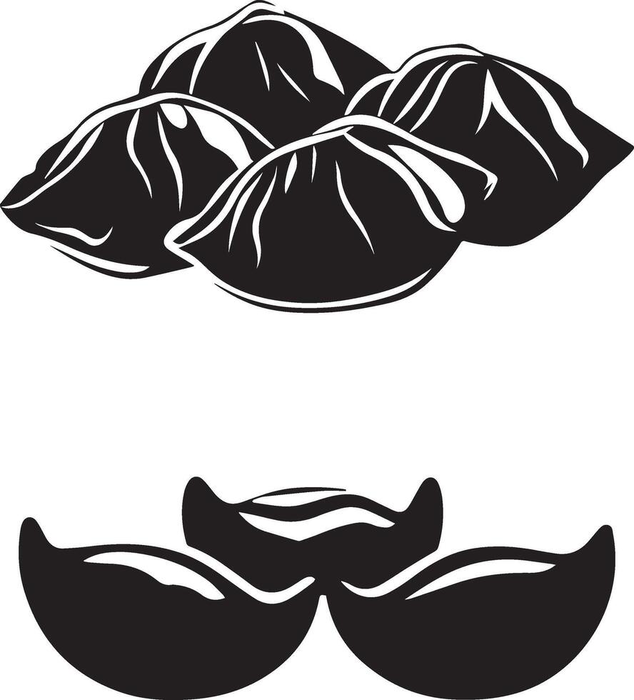 Fast food dumpling black silhouette vector